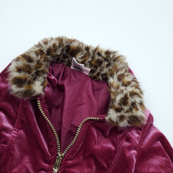 Little Lass Velvet Coat with Faux Fur Trim Size 4T - Picture 3 of 8